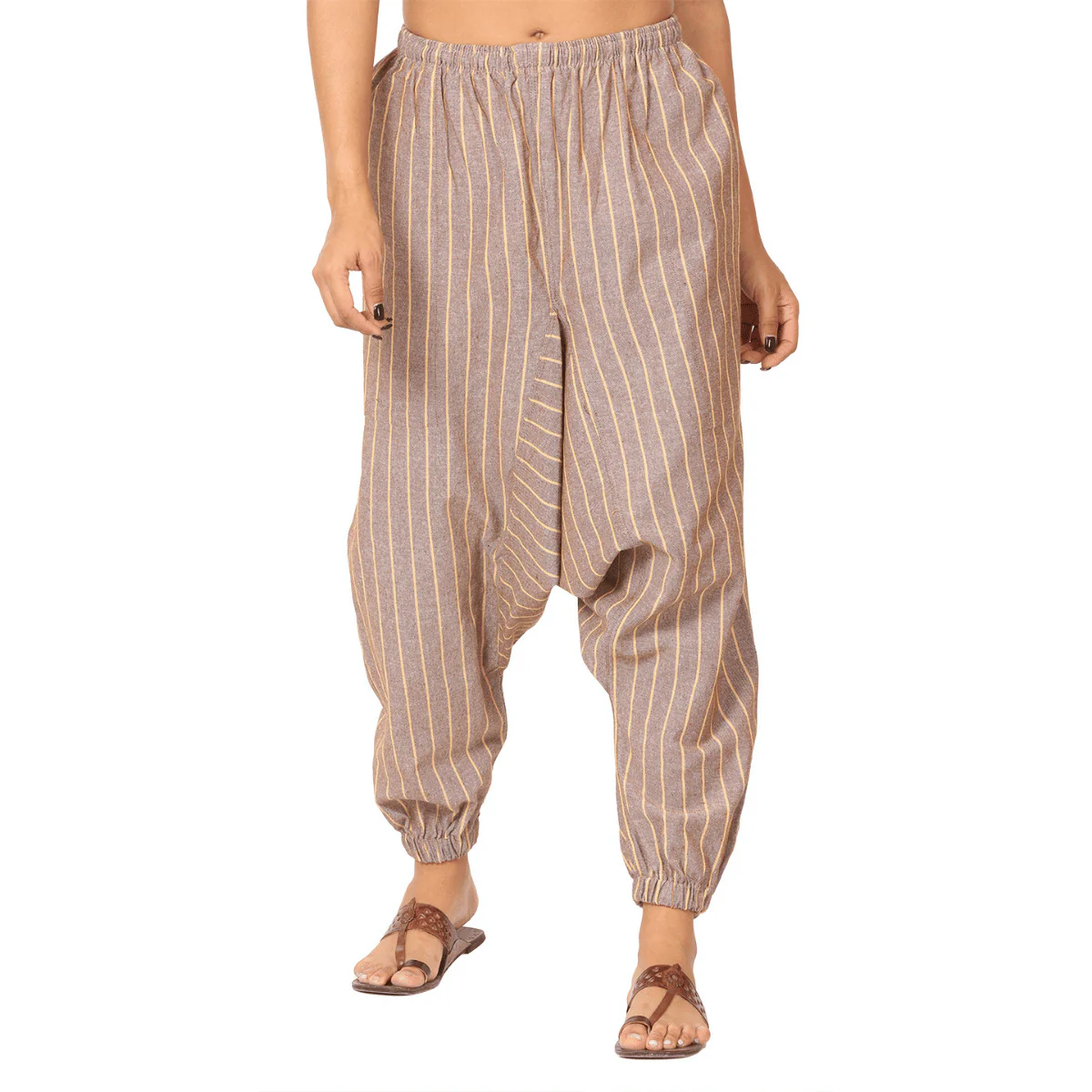 Women's Harem Pant | Brown Stripes | Fits Waist Size 28" to 36"