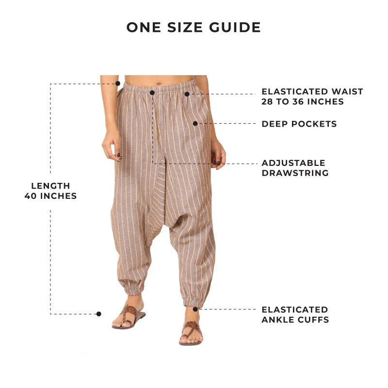 Women's Harem Pant | Brown Stripes | Fits Waist Size 28" to 36" - Image 9