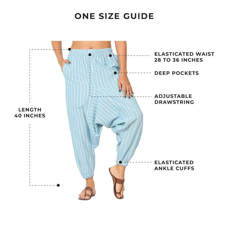 Women's Harem Pant | Blue Stripes | Fits Waist Size 28" to 36" - Image 3