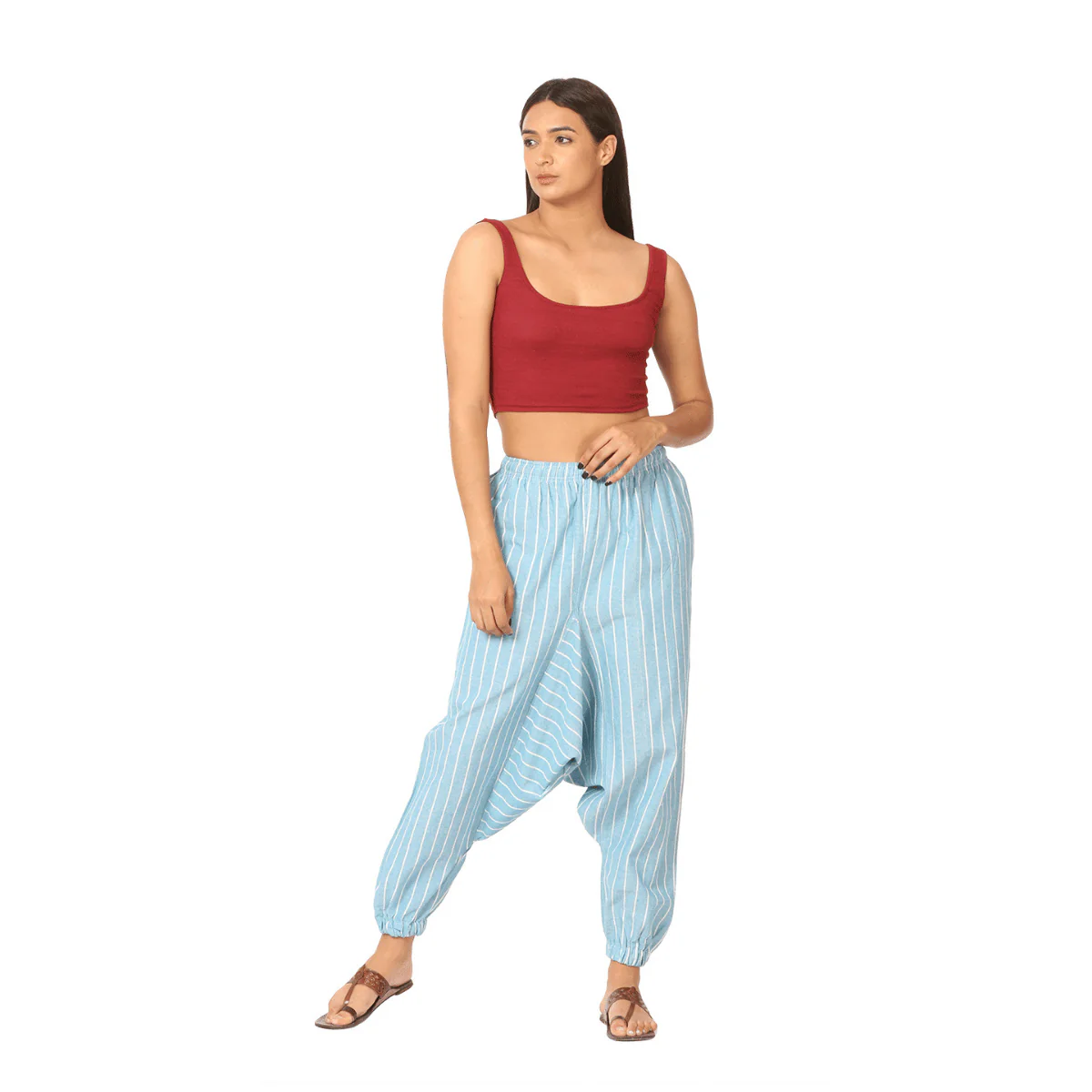 Women's Harem Pant | Blue Stripes | Fits Waist Size 28" to 36" - Image 7