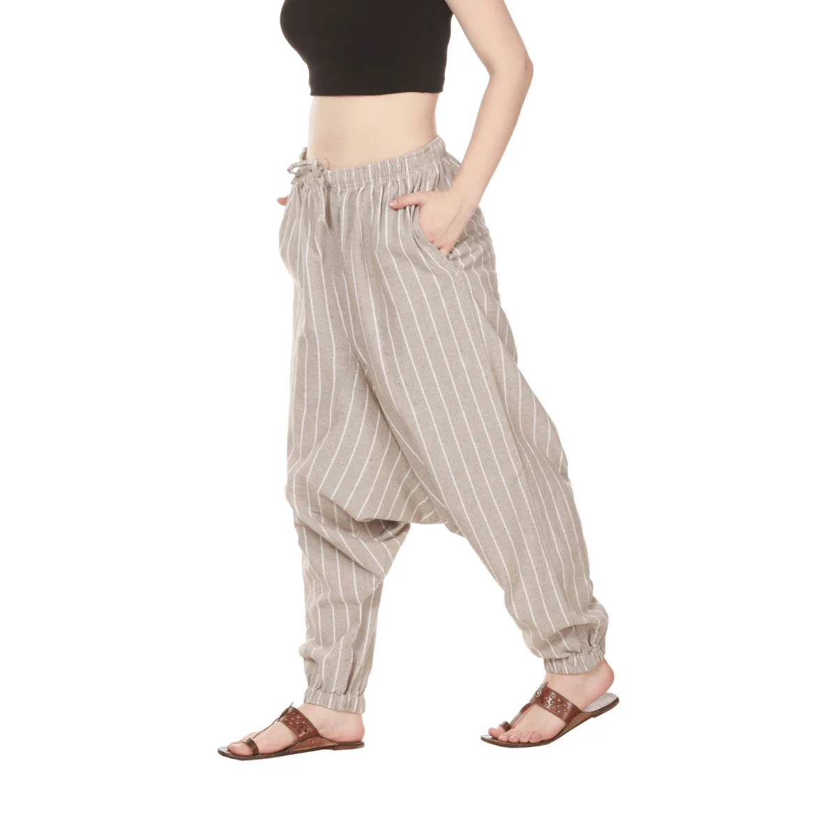 Women's Harem Pant | Grey Stripes | Fits Waist Size 28" to 36" - Image 5