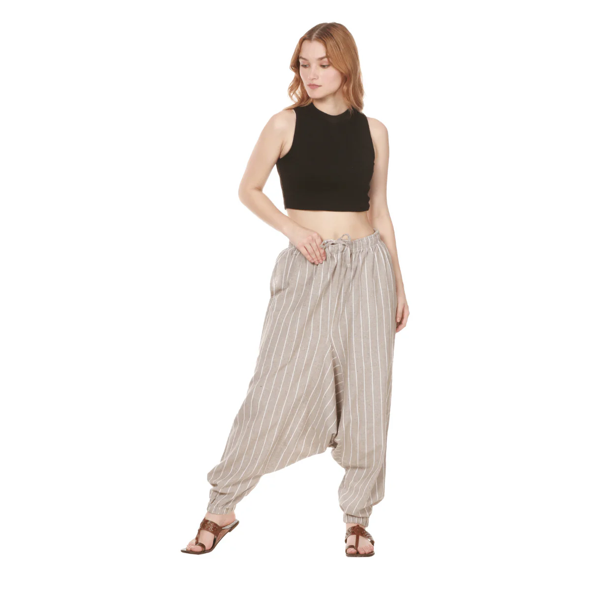 Women's Harem Pant | Grey Stripes | Fits Waist Size 28" to 36" - Image 8