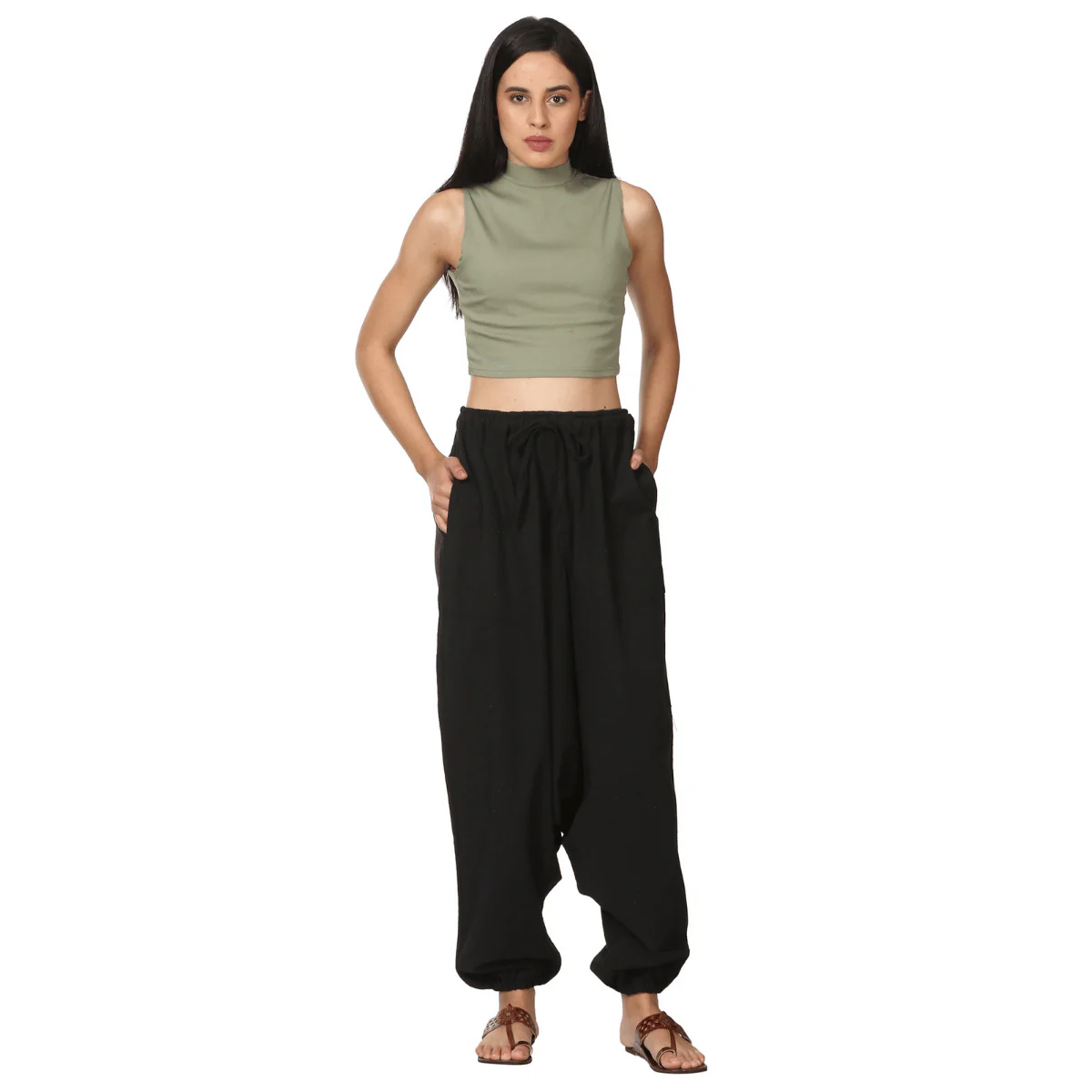 Women's Harem Yoga Pant | Black | Fits Waist Size 28" to 38" - Image 12