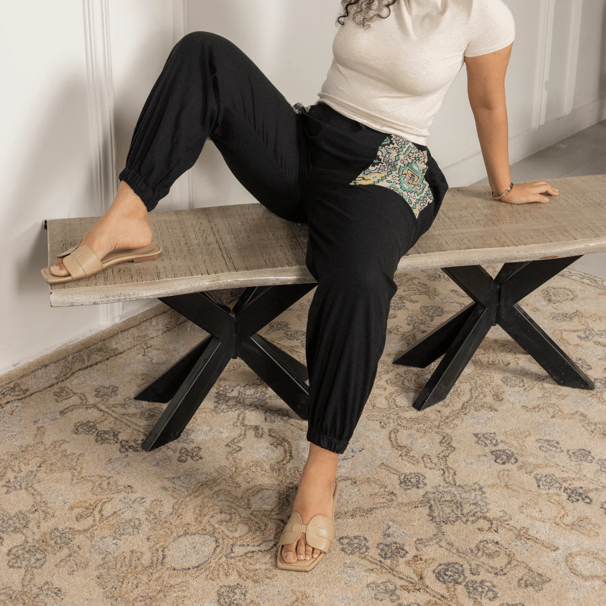 Women's Joggers | Black Pocket Patch | Fits Waist Sizes 30” to 38” - Image 4