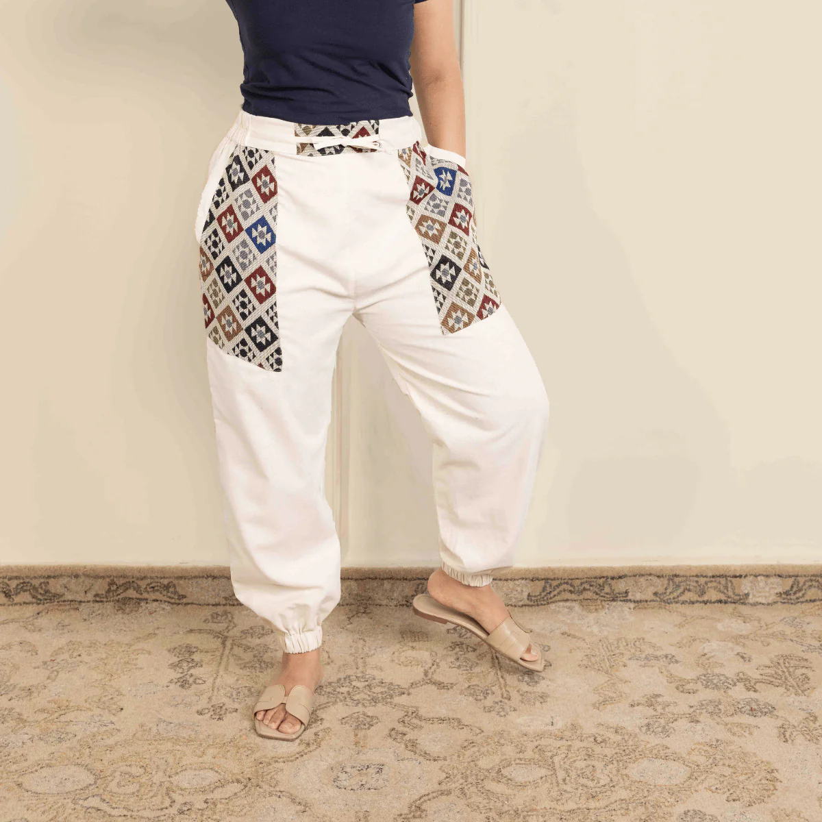 Women's Joggers | Cream Pocket Patch | Fits Waist Sizes 30” to 38” - Image 13