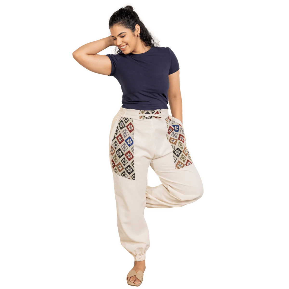 Women's Joggers | Cream Pocket Patch | Fits Waist Sizes 30” to 38” - Image 14