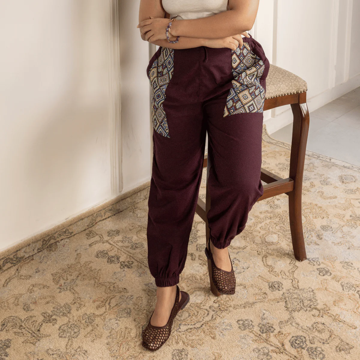 Women's Joggers | Maroon Pocket Patch | Fits Waist Sizes 30” to 38” - Image 13