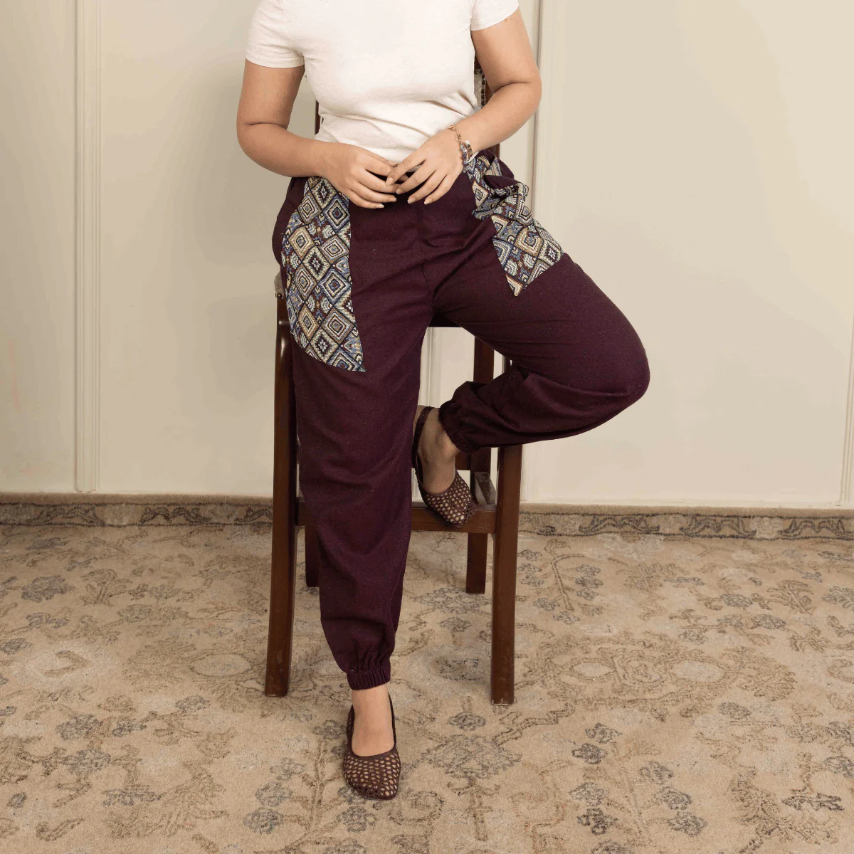 Women's Joggers | Maroon Pocket Patch | Fits Waist Sizes 30” to 38” - Image 4