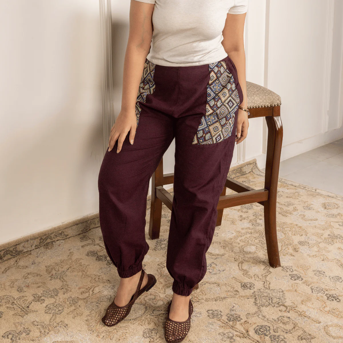 Women's Joggers | Maroon Pocket Patch | Fits Waist Sizes 30” to 38” - Image 9