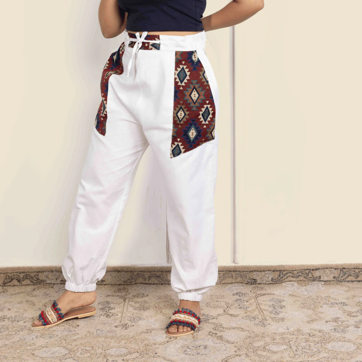 Women's Joggers | White Pocket Patch | Fits Waist Sizes 30” to 38” - Image 11