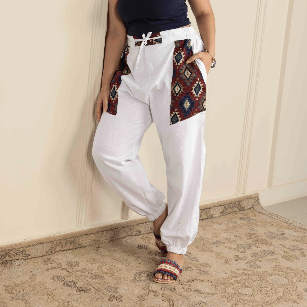 Women's Joggers | White Pocket Patch | Fits Waist Sizes 30” to 38” - Image 13