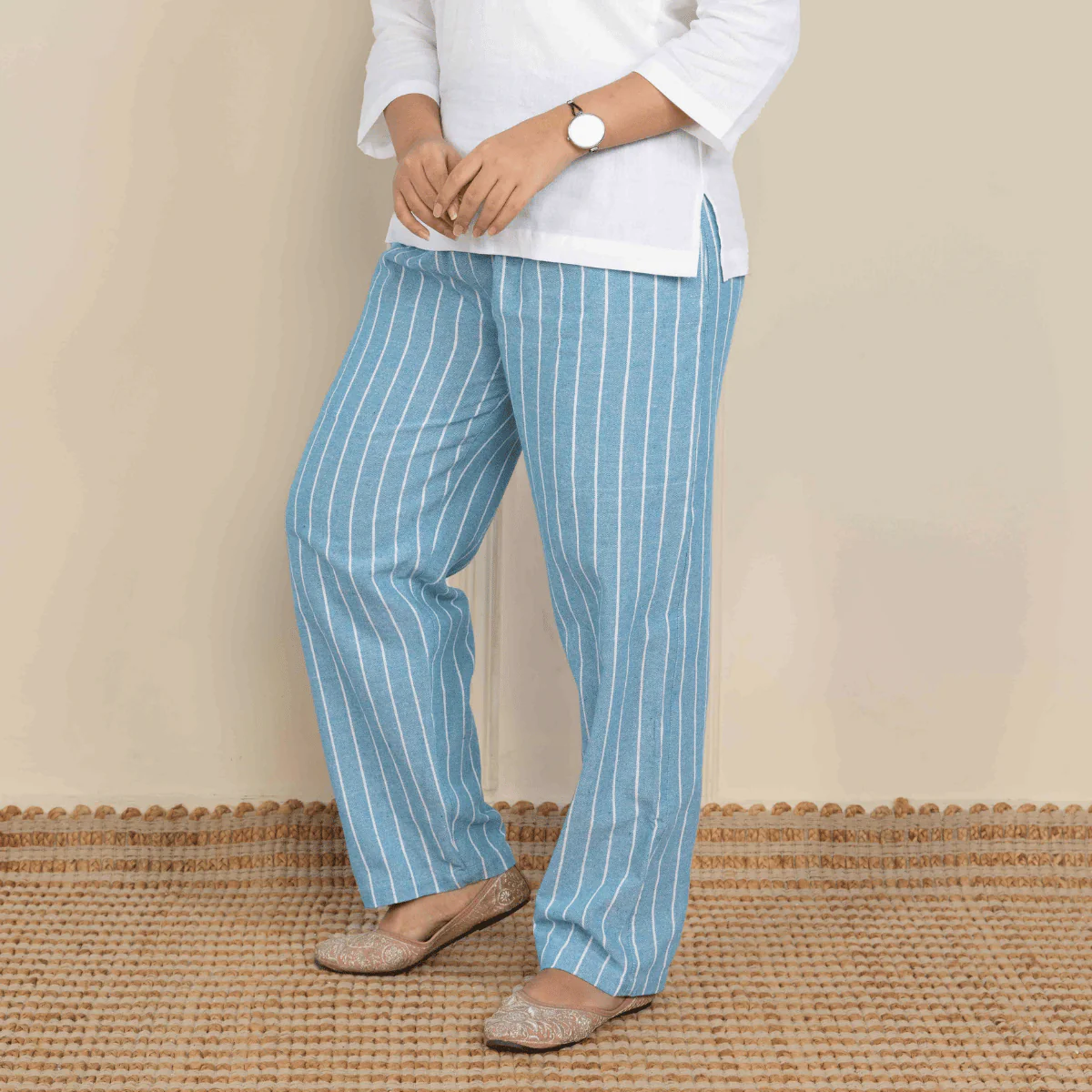 Women's Lounge Pant | Blue Stripes | Fits Waist 28" to 36" - Image 11
