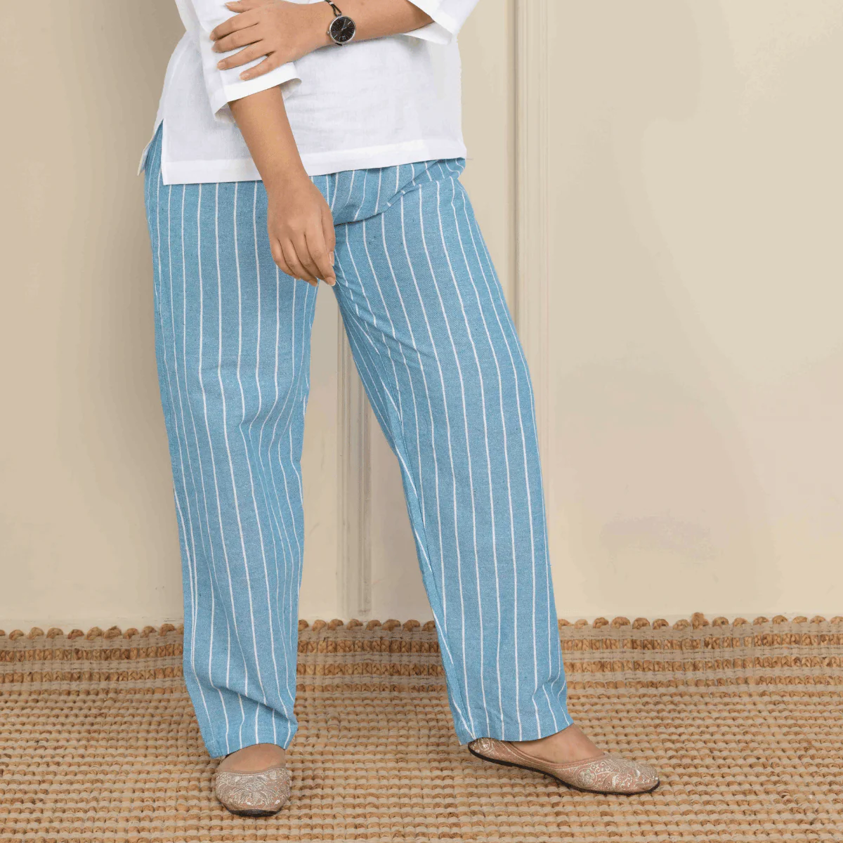 Women's Lounge Pant | Blue Stripes | Fits Waist 28" to 36" - Image 4
