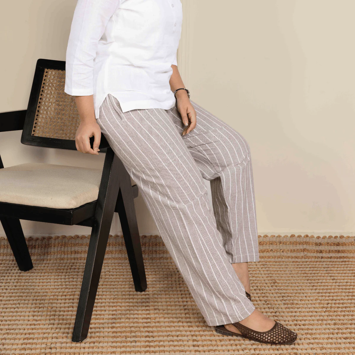 Women's Lounge Pant | Grey Stripes | Fits Waist Size 28" to 36" - Image 2
