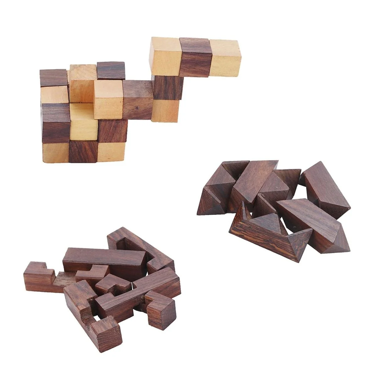 Wooden 3D Puzzles Game 3-in-1 Brain Teaser Game - Image 3
