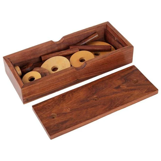 Wooden 9-Rings Tower of Hanoi Puzzle Game | Handmade (Brown) - Image 11