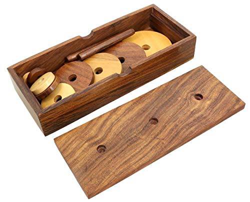 Wooden 9-Rings Tower of Hanoi Puzzle Game | Handmade (Brown) - Image 4