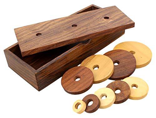 Wooden 9-Rings Tower of Hanoi Puzzle Game | Handmade (Brown) - Image 6