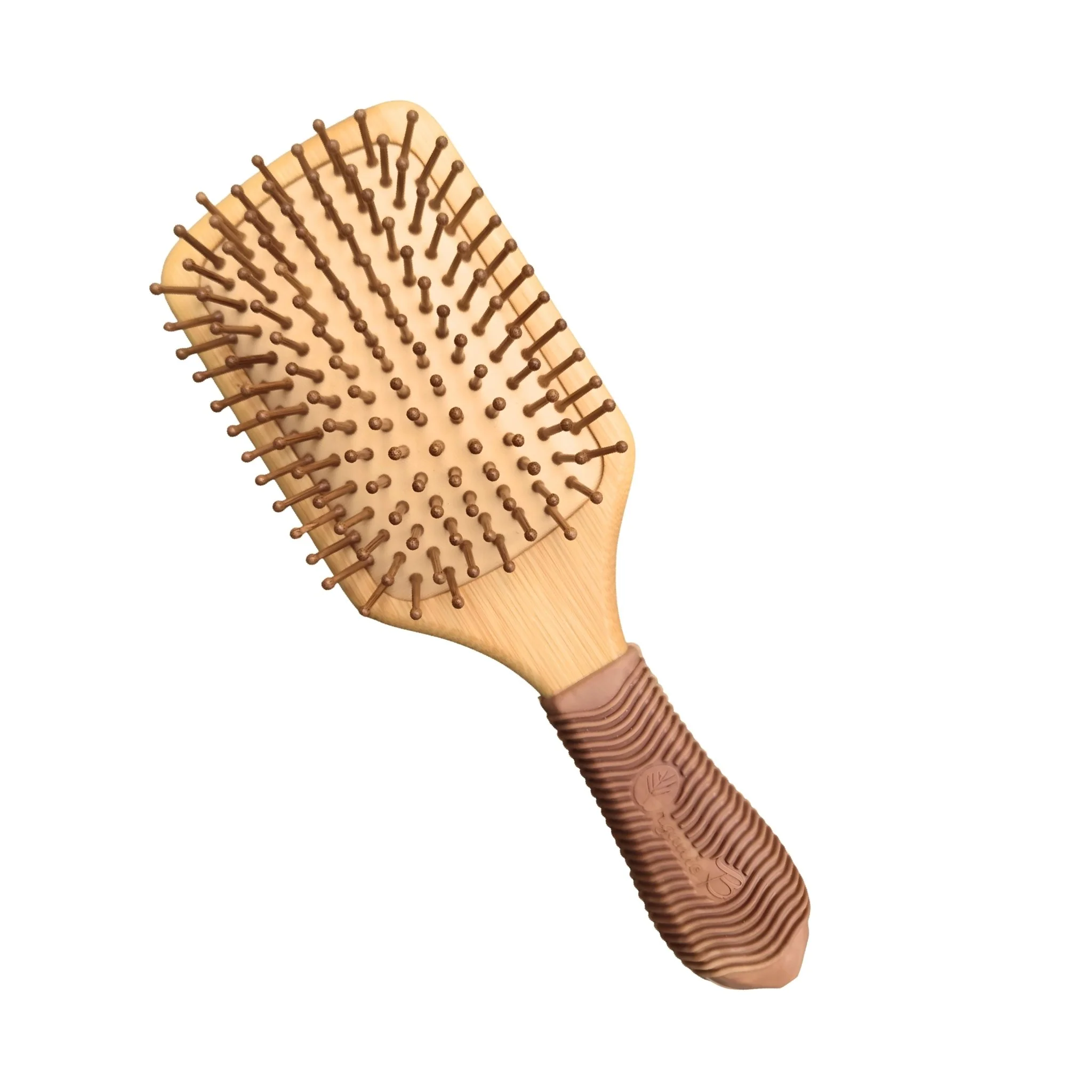 Organic B Rectangular Bamboo Paddle Hairbrush (Rubber Handle Solid) - Image 5