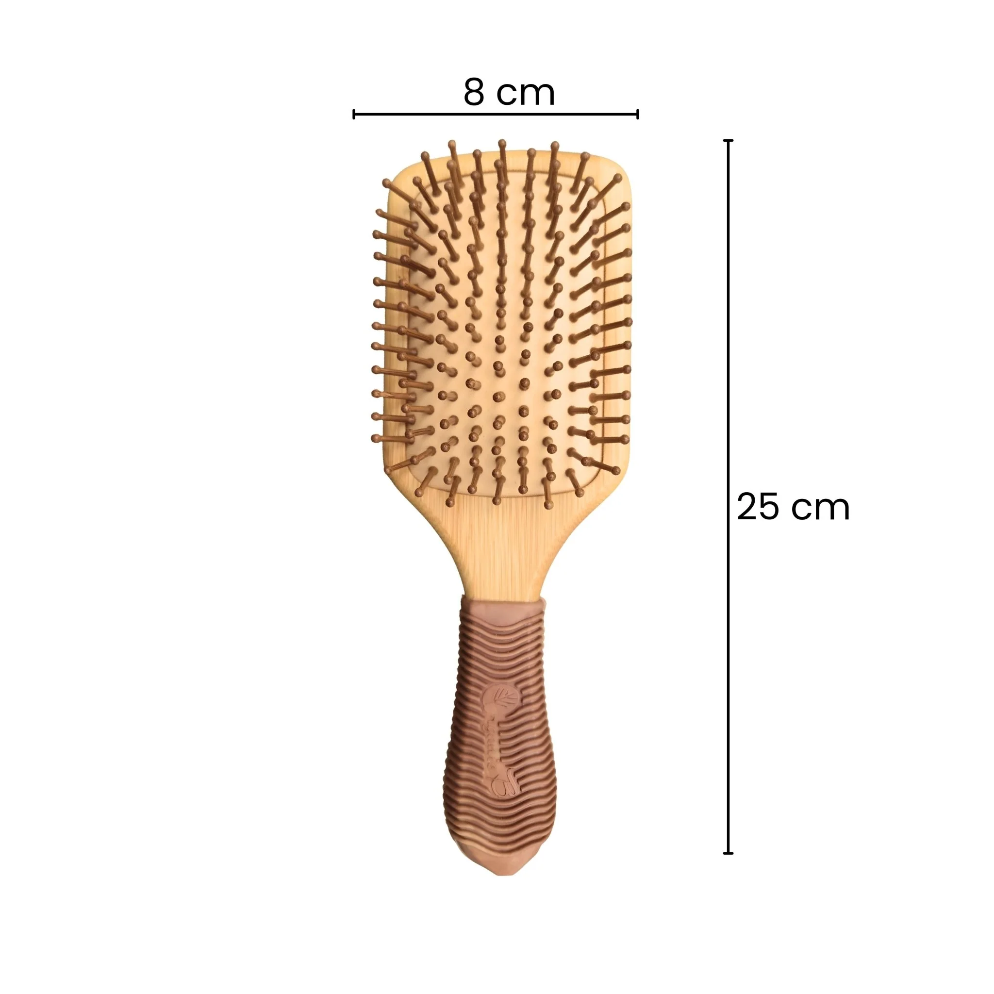 Organic B Rectangular Bamboo Paddle Hairbrush (Rubber Handle Solid) - Image 8