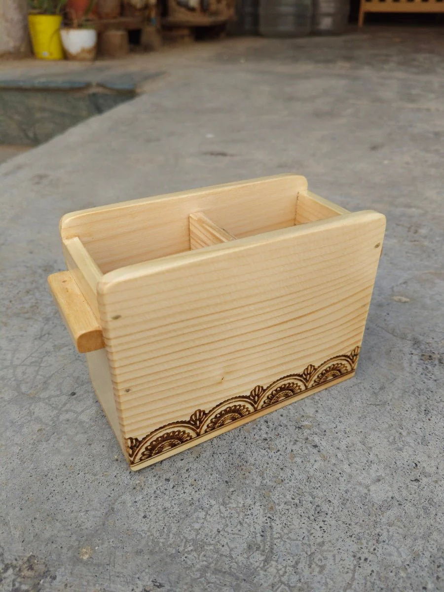 Wooden Cutlery Holder | Natural Kitchen Organiser - Image 3