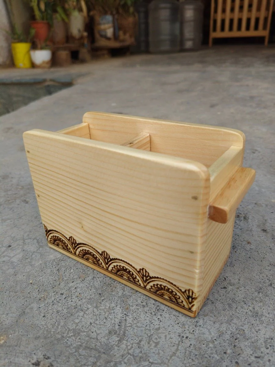 Wooden Cutlery Holder | Natural Kitchen Organiser - Image 4