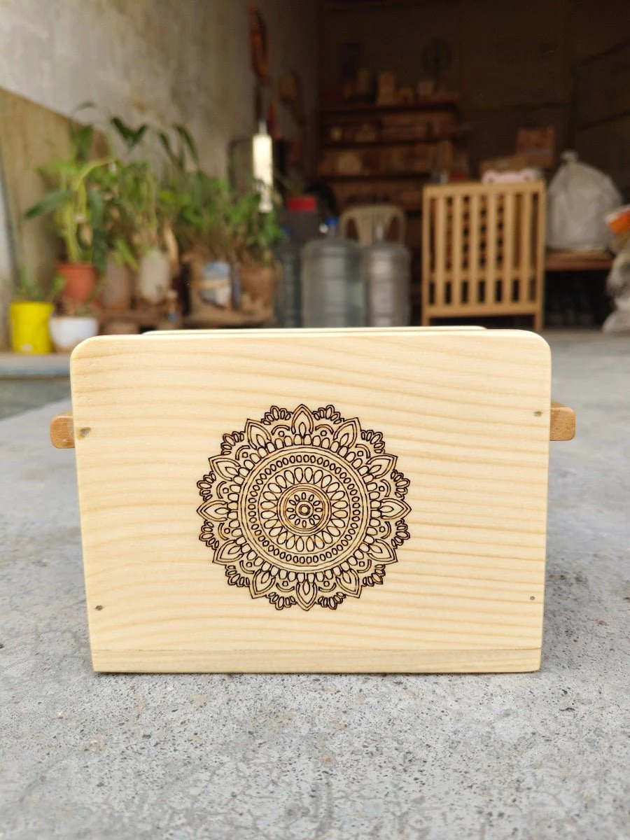 Wooden Cutlery Holder With Mandala Design | Kitchen Organiser - Image 2