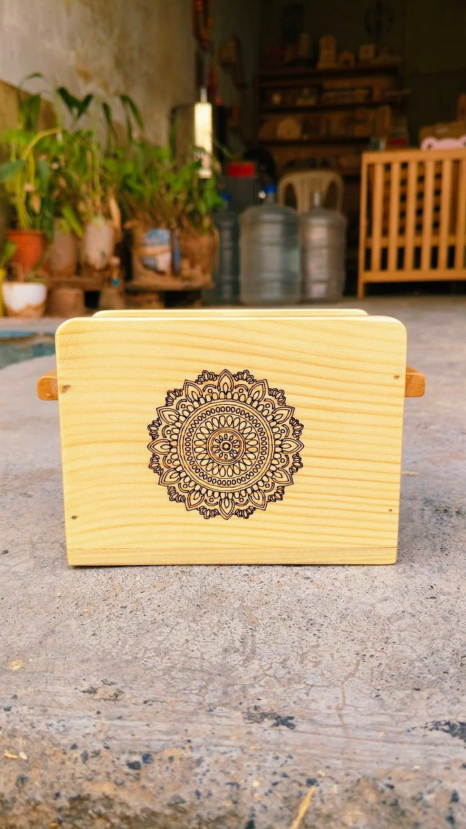 Wooden Cutlery Holder With Mandala Design | Kitchen Organiser - Image 4