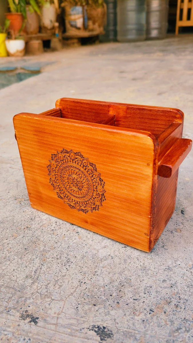 Wooden Cutlery Holder With Mandala Design | Kitchen Organiser - Image 6