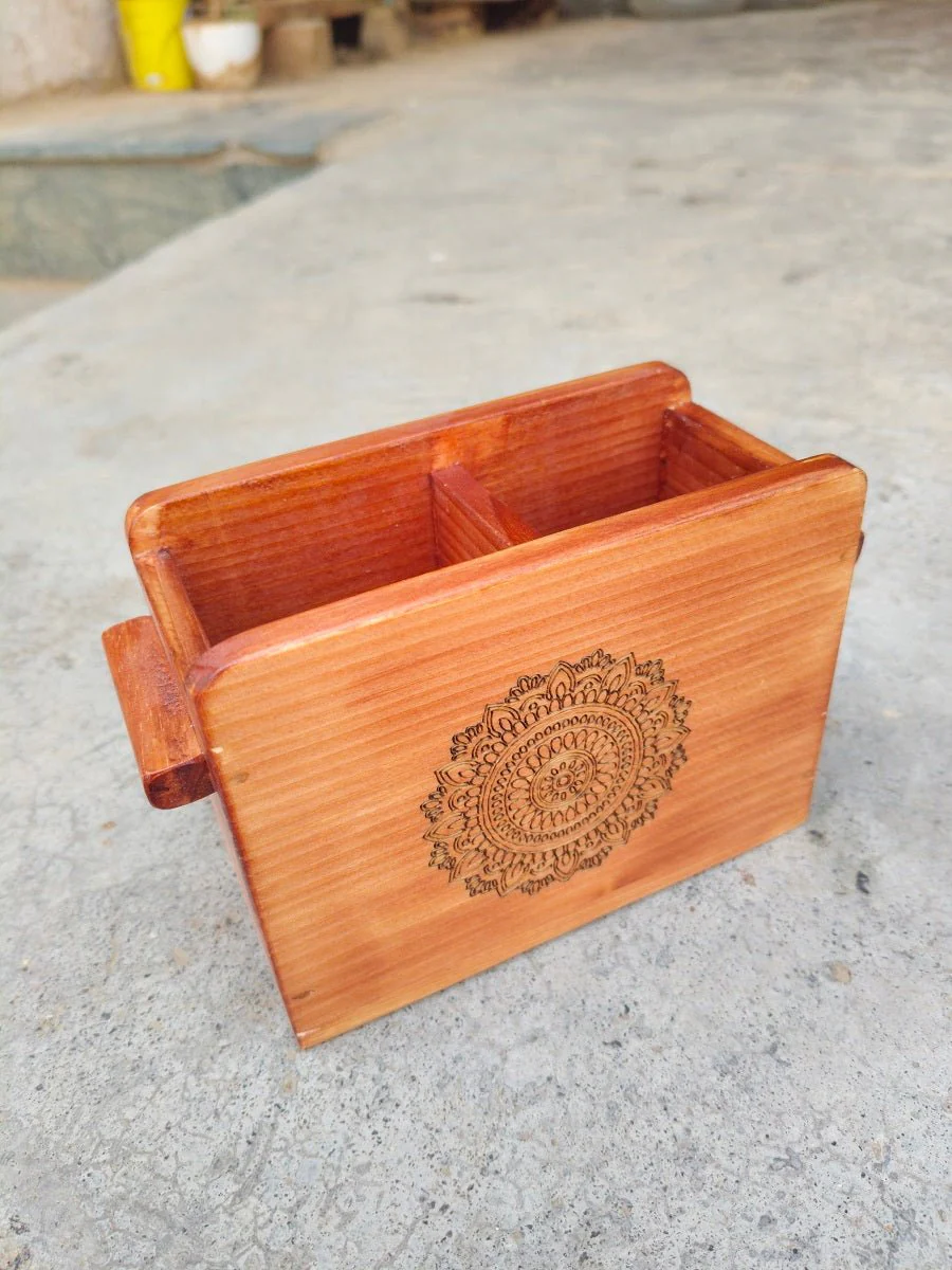 Wooden Cutlery Holder With Mandala Design | Kitchen Organiser - Image 8