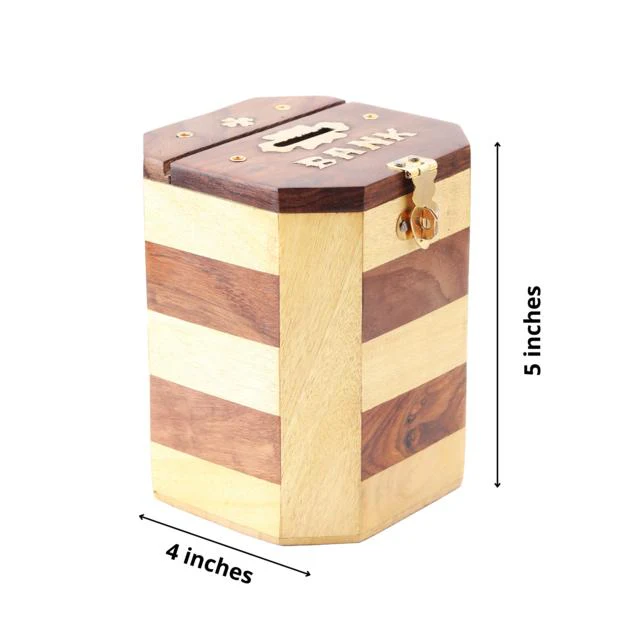 Handmade Wooden Piggy Bank for Kids and Adults with Vintage Design - Image 7