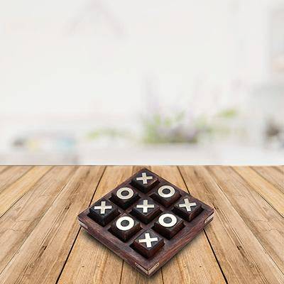 Wooden Noughts and Crosses | TIK Tak Toe Pedagogical Board Dark Finish