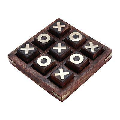 Wooden Noughts and Crosses | TIK Tak Toe Pedagogical Board Dark Finish - Image 2