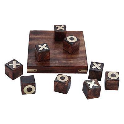 Wooden Noughts and Crosses | TIK Tak Toe Pedagogical Board Dark Finish - Image 4