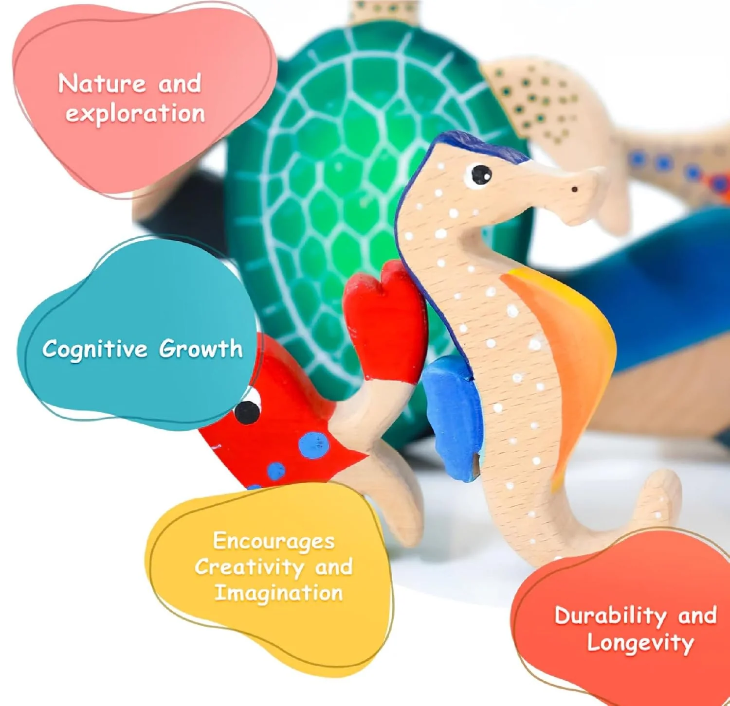 Wooden Ocean Animal Toys Set – Handcrafted Neem Wood Sea Creatures - Image 3
