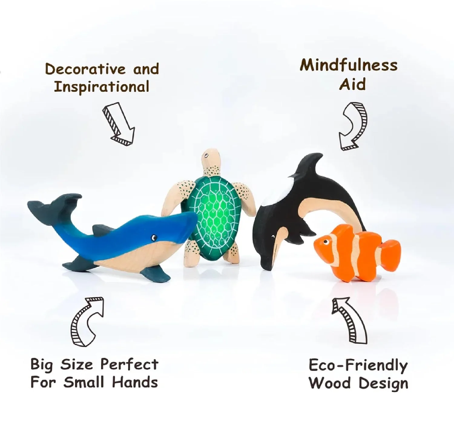 Wooden Ocean Animal Toys Set – Handcrafted Neem Wood Sea Creatures - Image 4