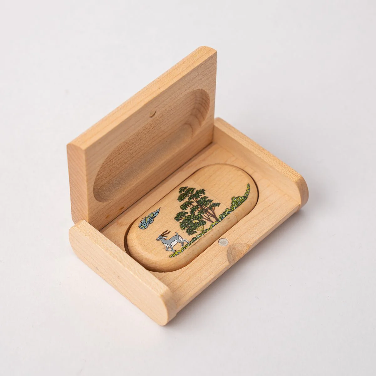 Wooden Pen Drive Box Set with Hand Painted Miniature Art - Image 2