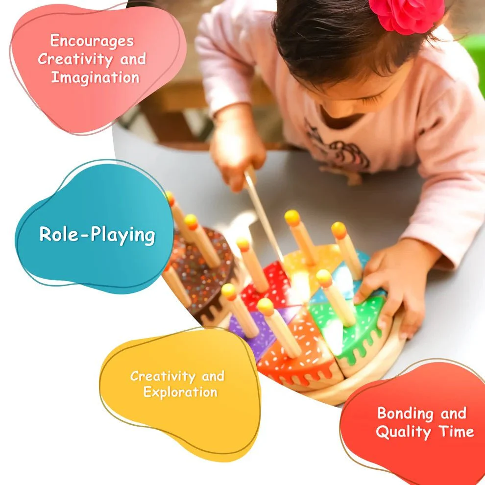 Wooden Rainbow Fruit Cake Toy – Montessori Educational Play - Image 3