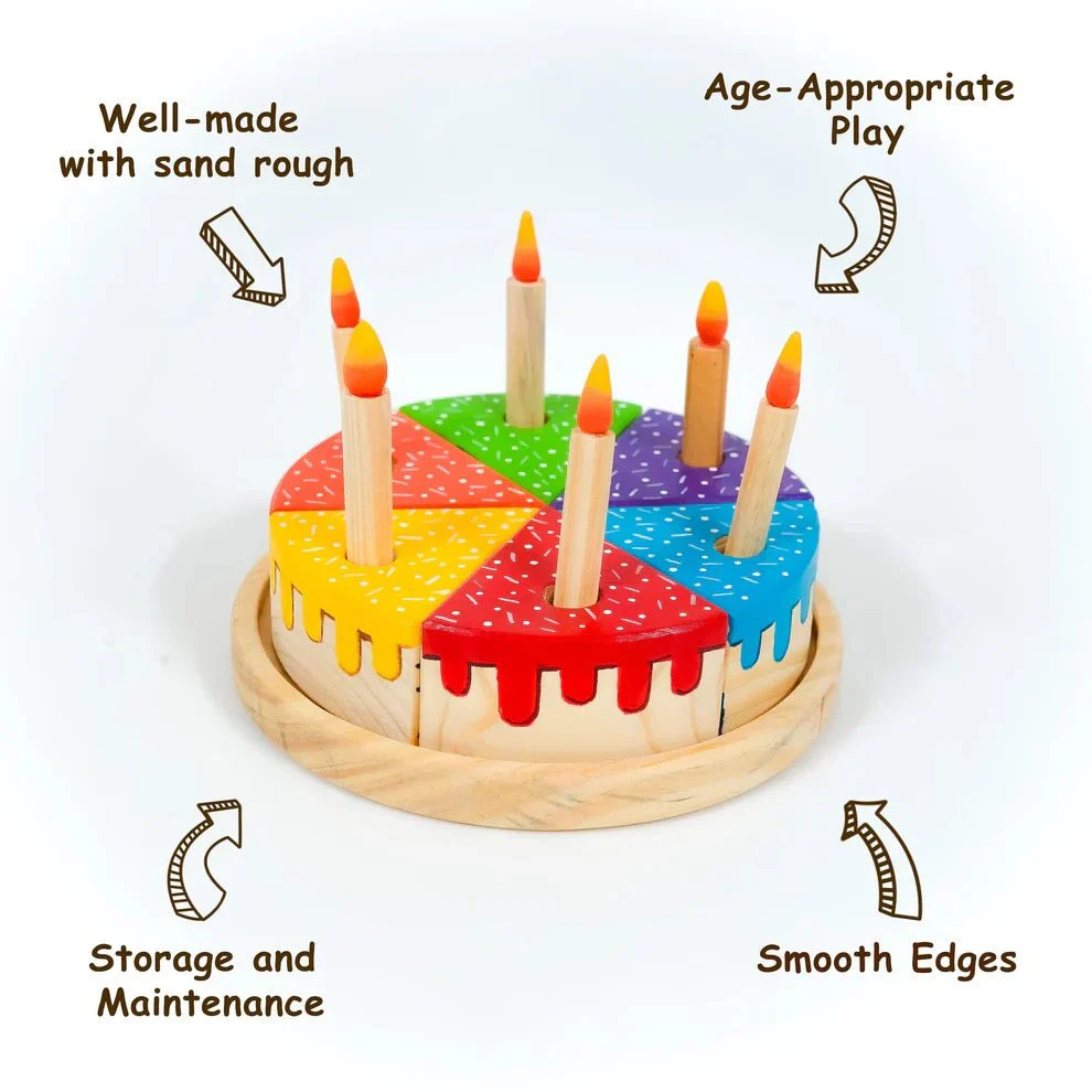 Wooden Rainbow Fruit Cake Toy – Montessori Educational Play - Image 4