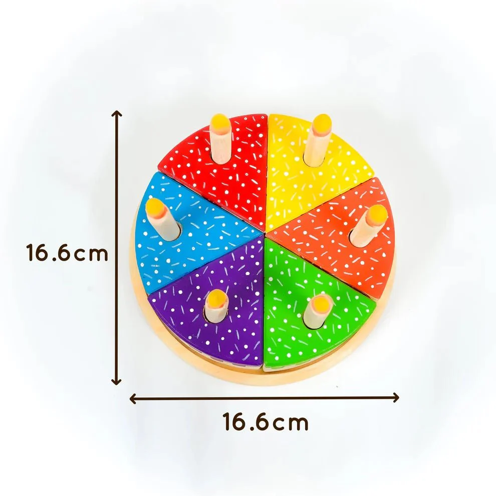 Wooden Rainbow Fruit Cake Toy – Montessori Educational Play - Image 5