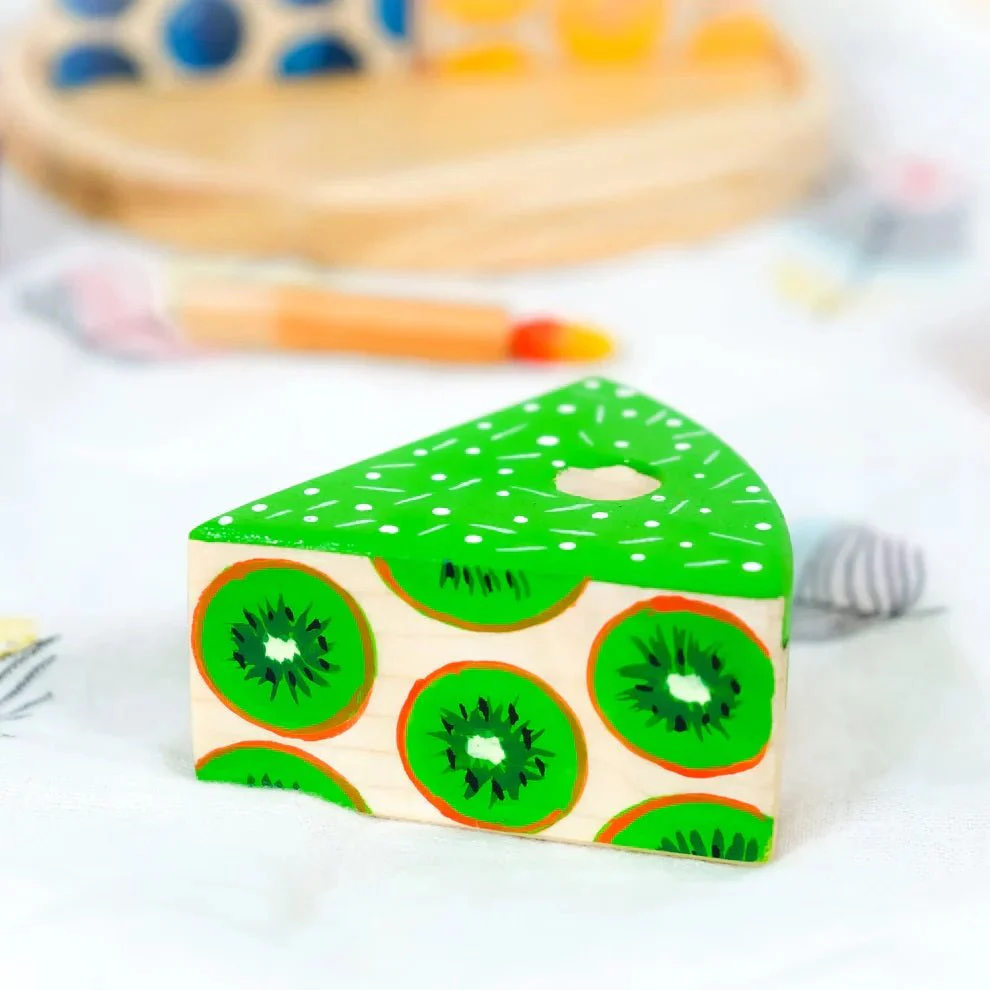 Wooden Rainbow Fruit Cake Toy – Montessori Educational Play - Image 8