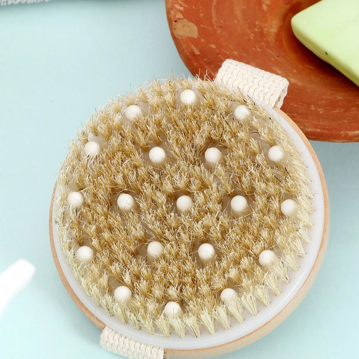 Wooden Round Dry Brush with Massager | Dual-Action Body Brush - Image 4