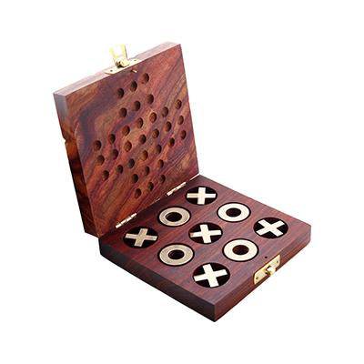 Wooden Tic Tac Toe & Solitaire Board Game | Travel Board Game - Image 8