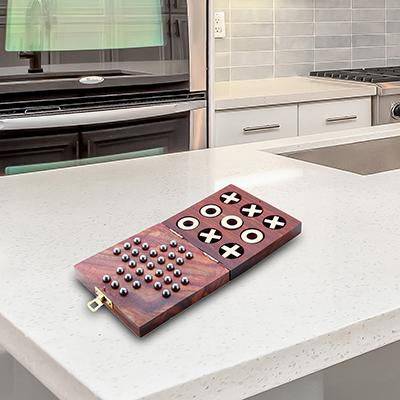 Wooden Tic Tac Toe & Solitaire Board Game | Travel Board Game - Image 5