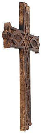 Antique Wooden Wall Hanging | French Cross Plaque - 18" x 12" - Image 2