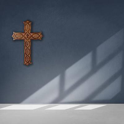 Antique Wooden Wall Hanging | French Cross Plaque - 18" x 12" - Image 3