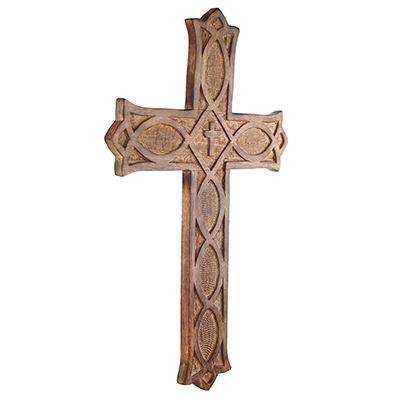 Antique Wooden Wall Hanging | French Cross Plaque - 18" x 12" - Image 6