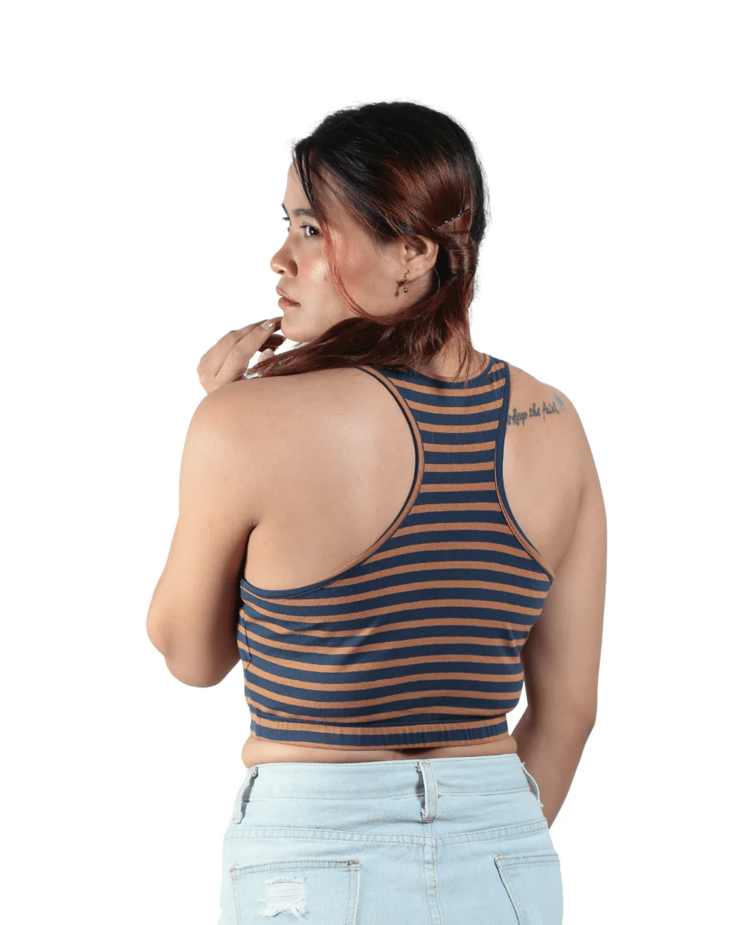 Woodland Striped Bralette | Handcrafted Sustainable Cotton Bralette - Image 4