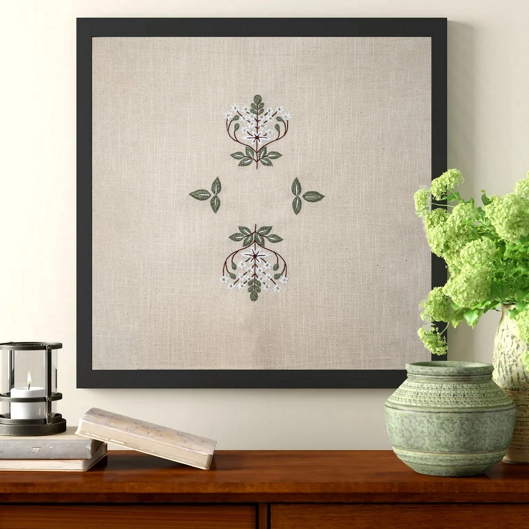 Xewali Wall Art | Hand-Embroidered Cotton Textile Artwork (Unframed)