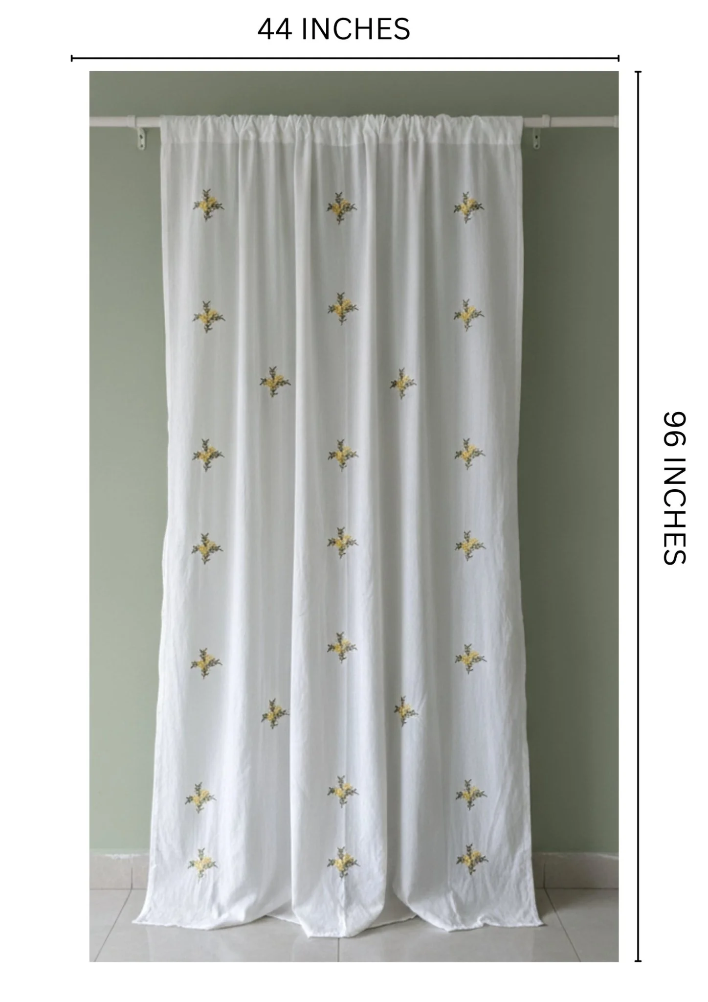 White Hand Embroidery Semi Sheer Curtain - Image 4
